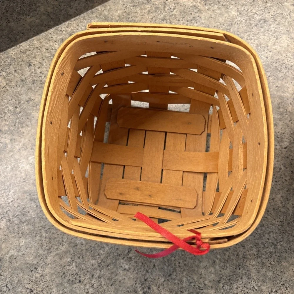 Longaberger Basket Lot Of 2 Handwoven 2005, 1997 Excellent Condition USA